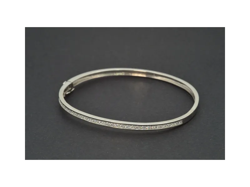 Pulseira Brazalete de Ouro Branco con Circonitas