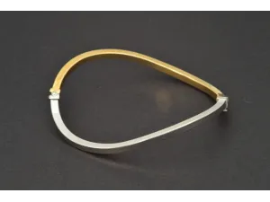 Pulseira Brazalete de ouro Branco e  Amarelo