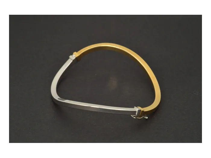 Pulseira Brazalete de ouro Branco e  Amarelo