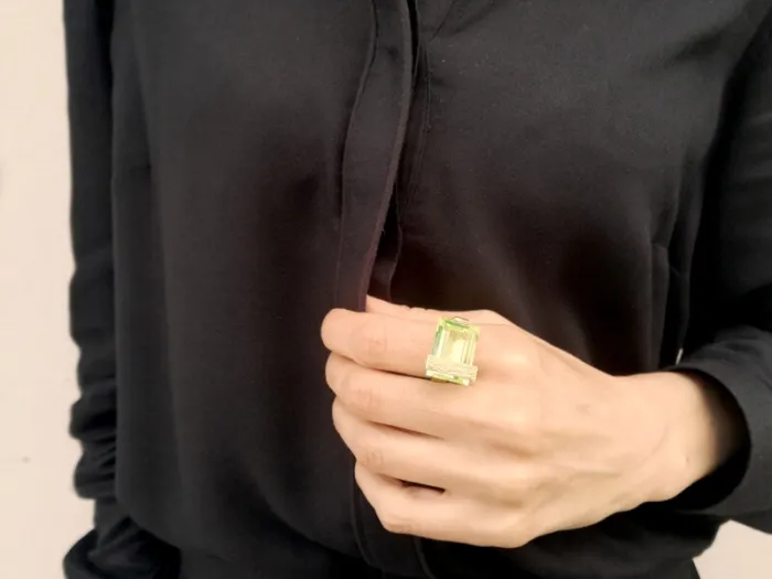 Frank Lloyd Wright Gold Ring with Peridot