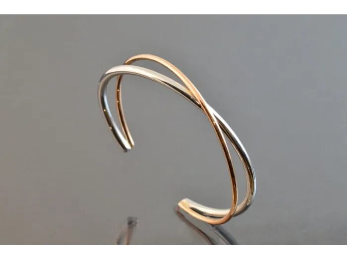 Brazalete de Oro Rosa y Blanco