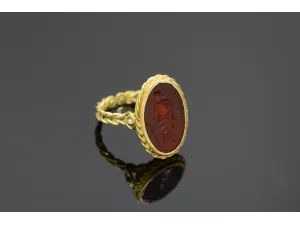 Gold Ring with Carnelian Seal