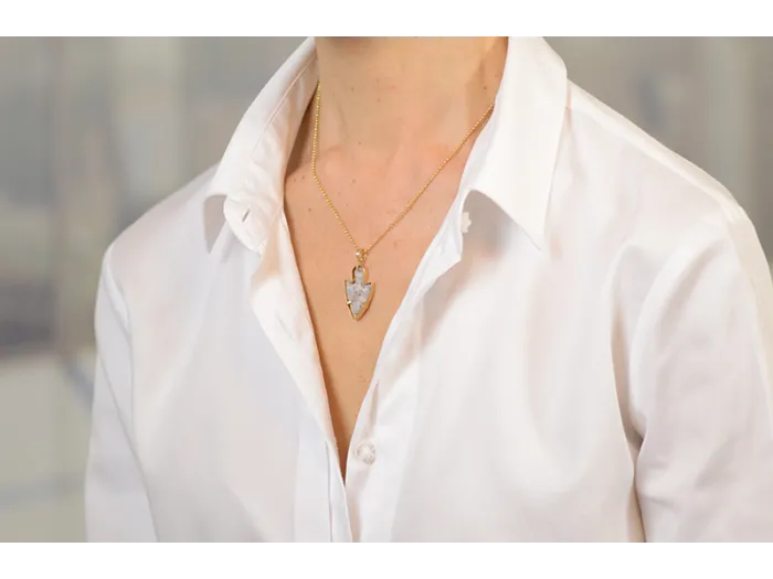 Gold Pendant with Ancient Silex Arrowhead