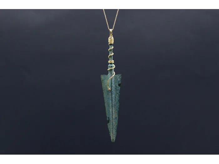 Gold Pendant with Ancient Arrowhead