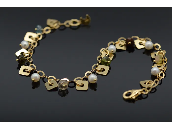 Pulseira de Ouro con Perlas