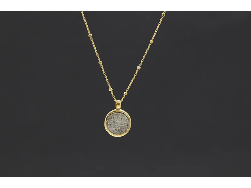 Pulsera de ouro e coiro con Moeda Romana Auténtica
