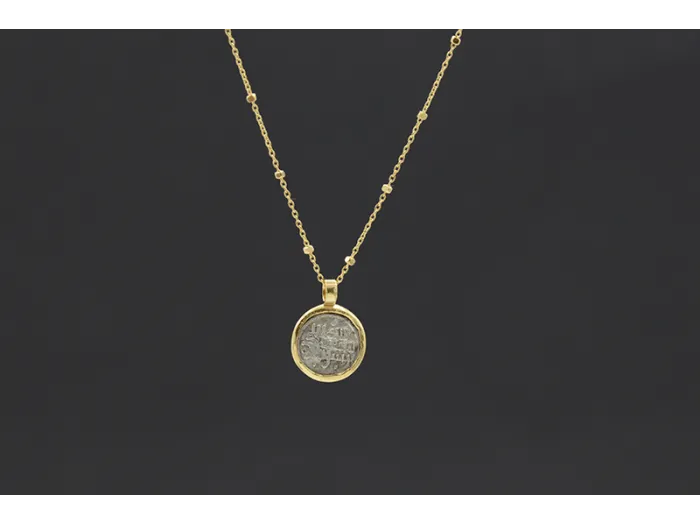 Pulsera de ouro e coiro con Moeda Romana Auténtica