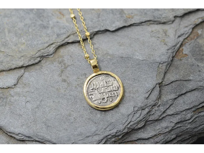 Pulsera de ouro e coiro con Moeda Romana Auténtica