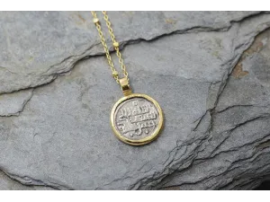 Pulsera de ouro e coiro con Moeda Romana Auténtica