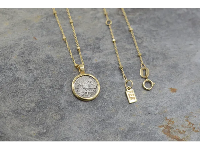 Pulsera de ouro e coiro con Moeda Romana Auténtica