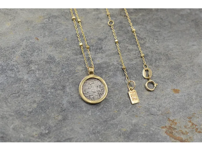 Pulsera de ouro e coiro con Moeda Romana Auténtica