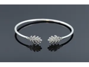 Brazalete de Plata Hojas de Roble