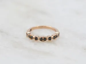 18K Victorian Rose Gold Ring with Black Diamonds