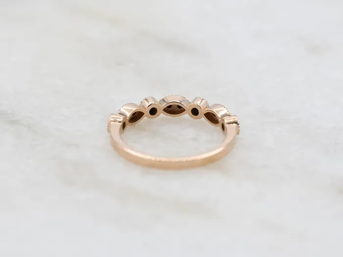 18K Victorian Rose Gold Ring with Black Diamonds