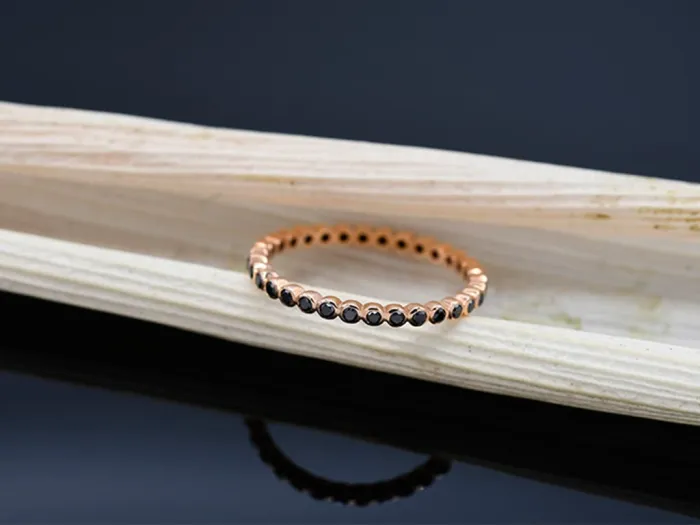 Rose Gold Ring with Black Diamonds