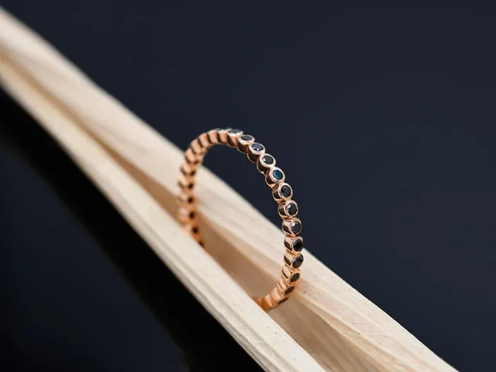 Rose Gold Ring with Black Diamonds