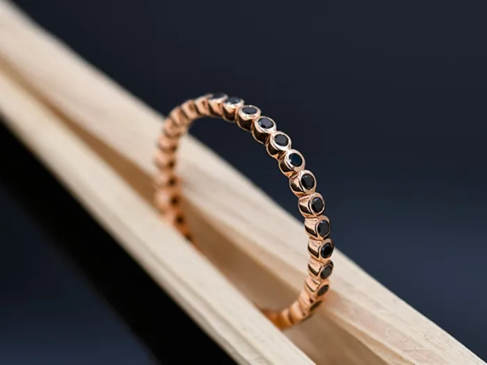 Rose Gold Ring with Black Diamonds