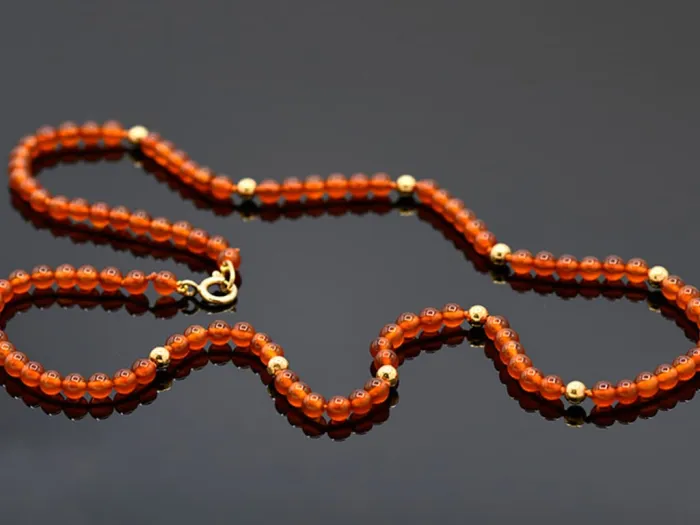 Gold Necklace with Carnelian