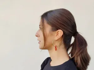 Gold Hoop Earrings with Removable Pendants