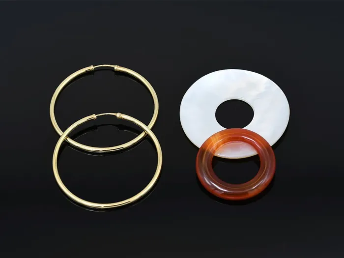 Gold Hoop Earrings with Removable Pendants