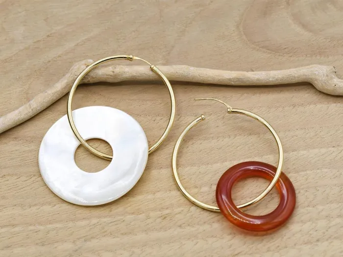 Gold Hoop Earrings with Removable Pendants