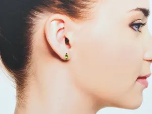 Yellow Gold Earrings with Peridot and Ruby