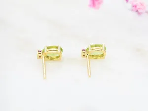 Yellow Gold Earrings with Peridot and Ruby