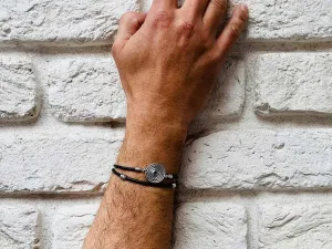 White Gold Bracelet with Leather