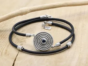 Pulsera de Oro Blanco y Cuero