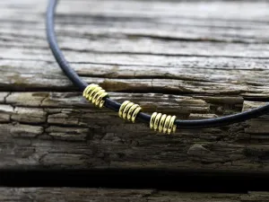 Leather Necklace with Gold Springs and Clasp