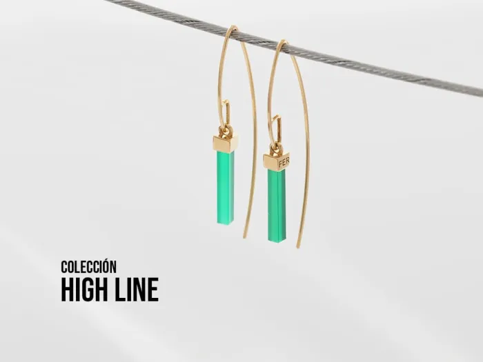 High Line Earrings with Agate
