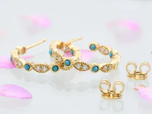 Victorian Hoops with Diamonds and Turquoises