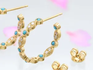 Victorian Hoops with Diamonds and Turquoises