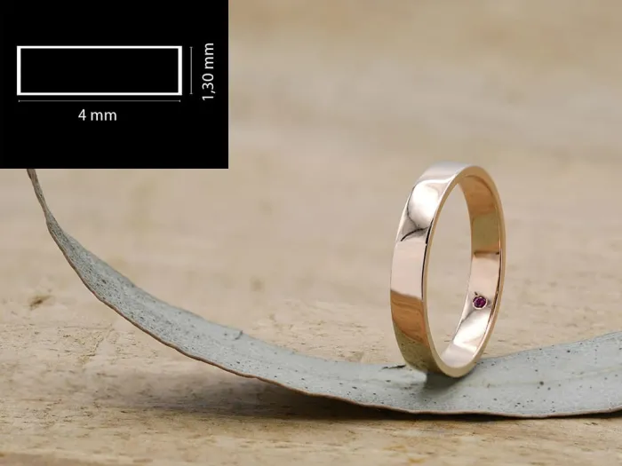 18K Rose Flat Gold Ring 4mm