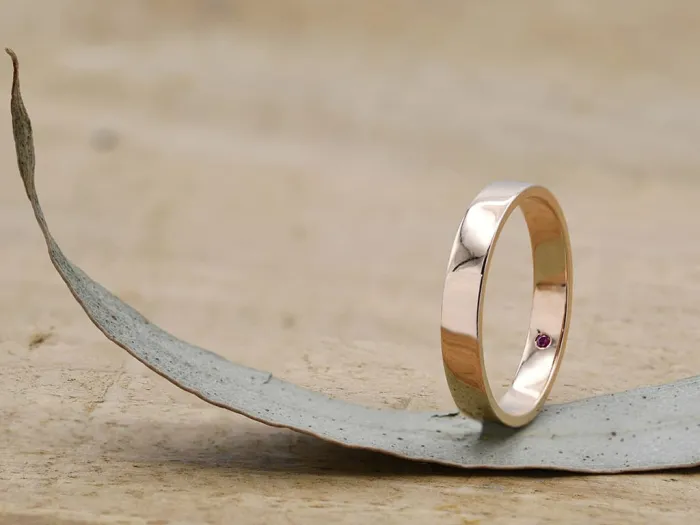 18K Rose Flat Gold Ring 4mm