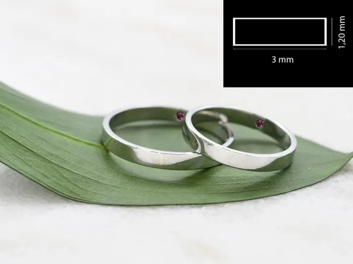 18K White Flat Gold Ring 3mm