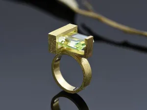 Frank Lloyd Wright Gold Ring with Peridot