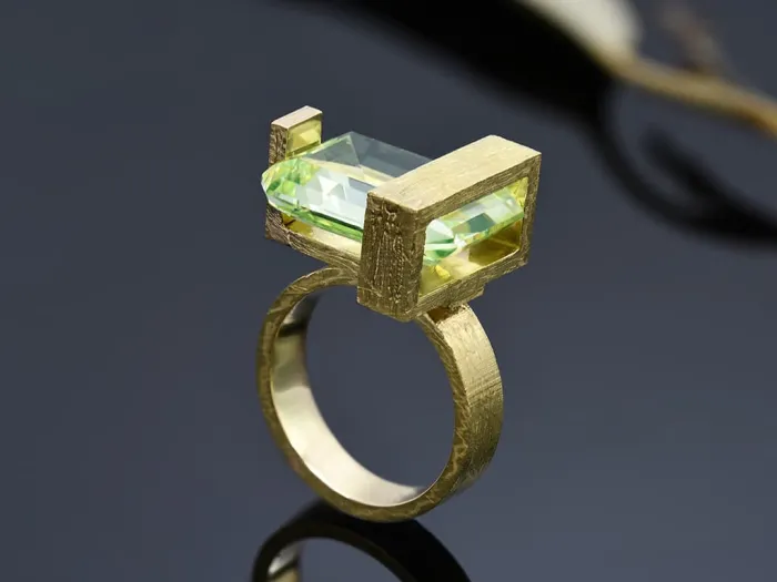 Frank Lloyd Wright Gold Ring with Peridot