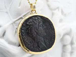 Gold Pendant with Roman Coin