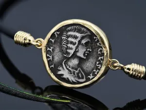 18k Gold Bracelet with Roman Coin