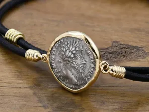 18K Gold Bracelet with Roman Coin
