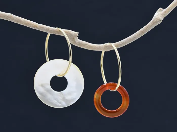 Gold Hoop Earrings with Removable Pendants