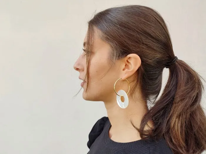 Gold Hoop Earrings with Removable Pendants