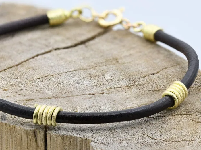 Gold and Leather Bracelet