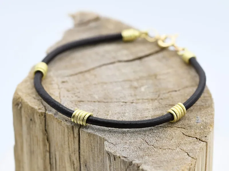 Gold and Leather Bracelet