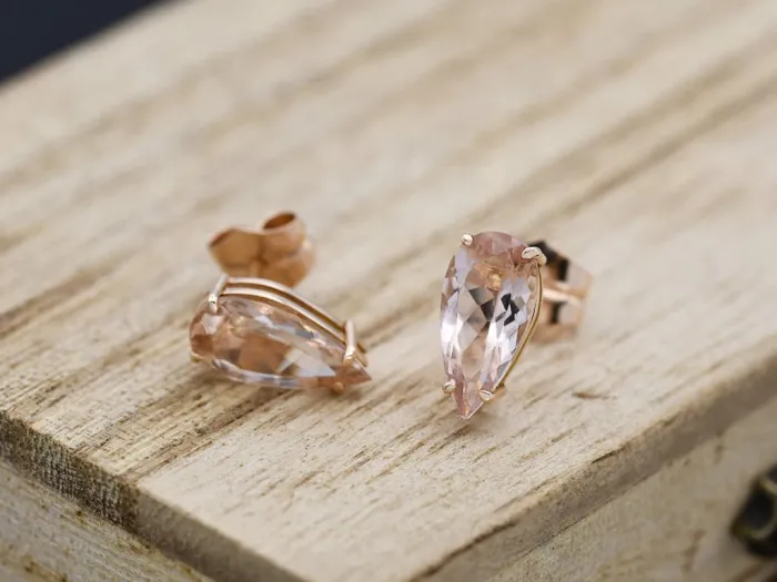 Rose Gold Earrings with Morganite