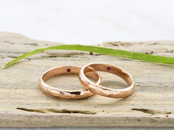 Rose Gold Ring with Hammered Finish