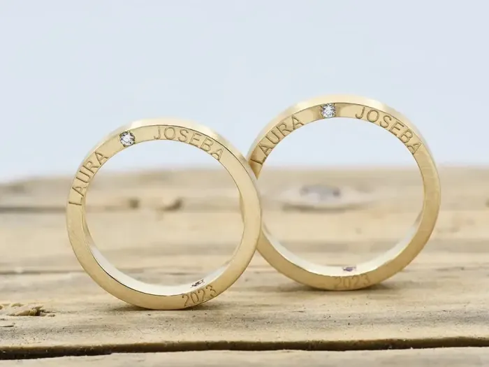 Alianza de Ouro Personalizada e Diamante