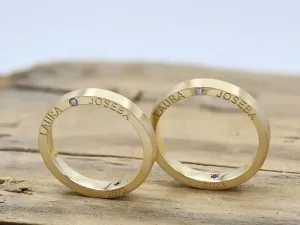 Alianza de Ouro Personalizada e Diamante