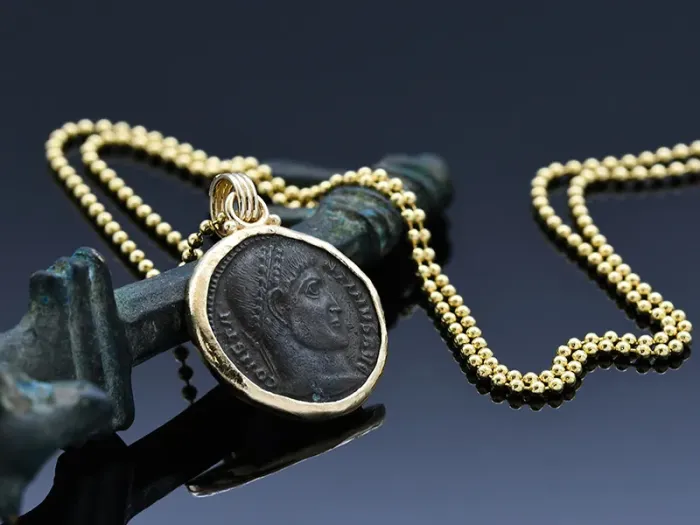 Gold Pendant with Ancient Roman Coin
